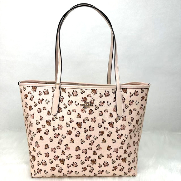 Coach City Tote Shoulder Bag Signature Canvas Rose Print Gold/Blush Pink NWT - Picture 1 of 10
